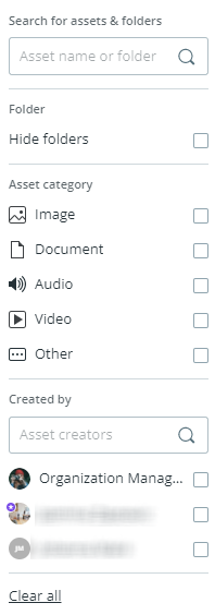 WorkRoom filter and search field